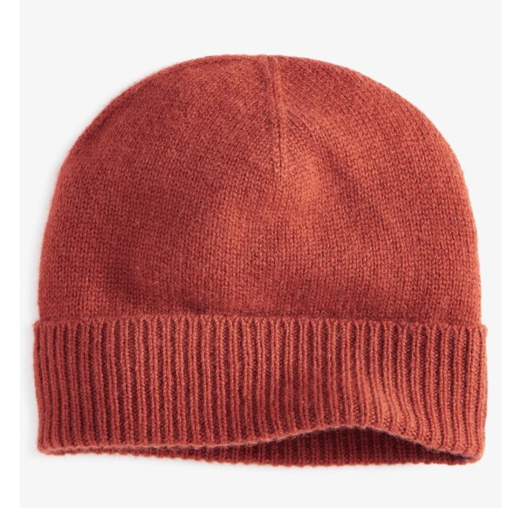 Charter Club 100% Cashmere Cuffed Knit Beanie Hat Women's One Size Orange NWT